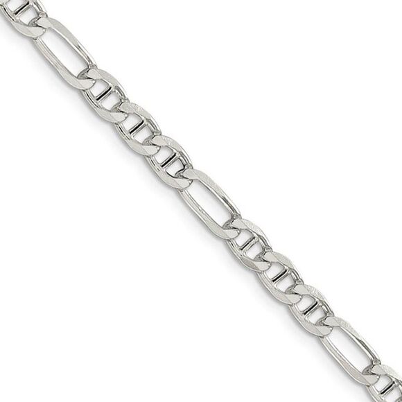 4.5mm Sterling Silver Solid Figaro Anchor Chain Necklace 18 Inch
